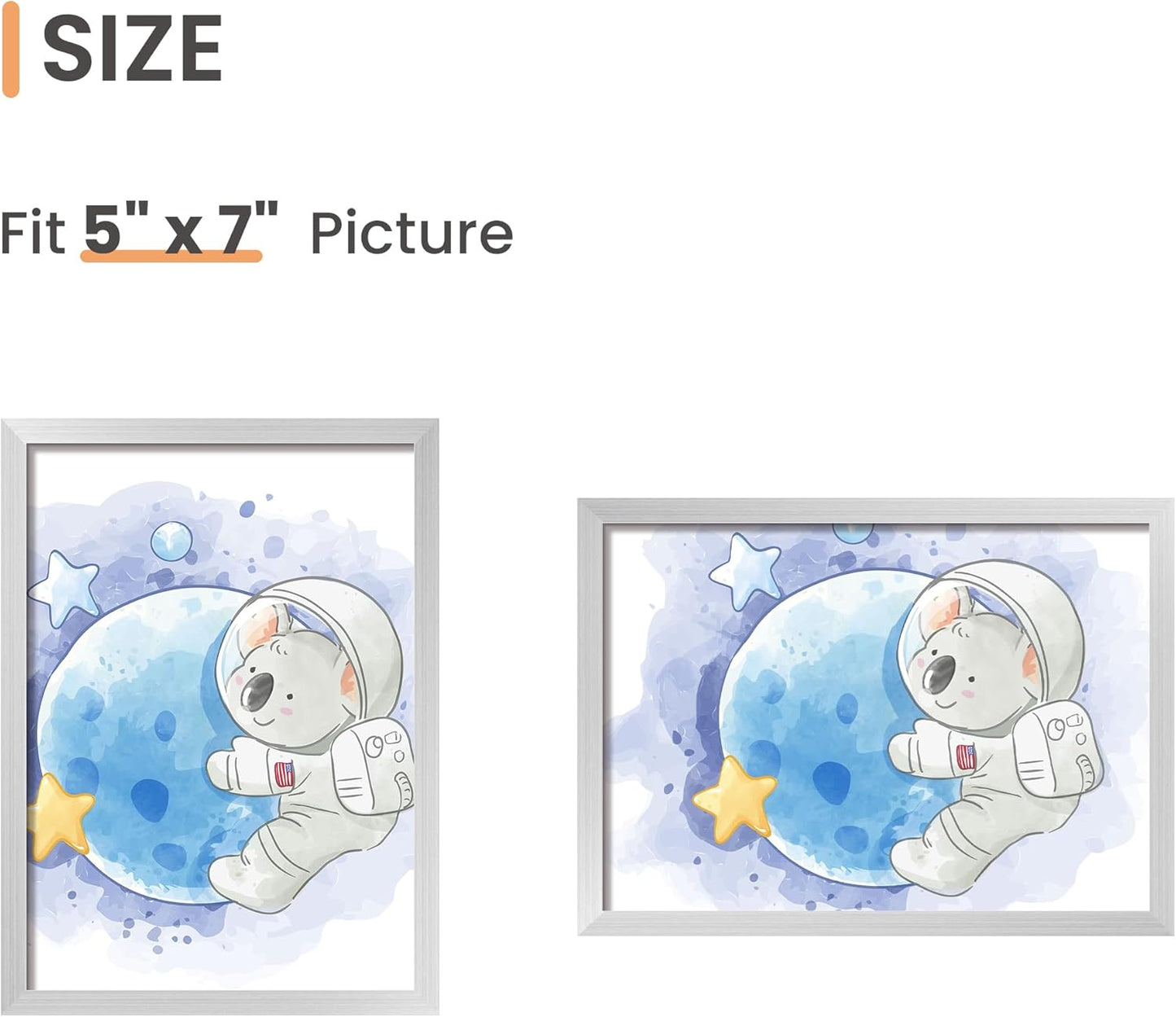 upsimples 5x7 Picture Frame Set of 3, Made of High Definition Glass for 5 x 7 Silver Frames, Wall and Tabletop Display Thin Border Photo Frame for Home Décor