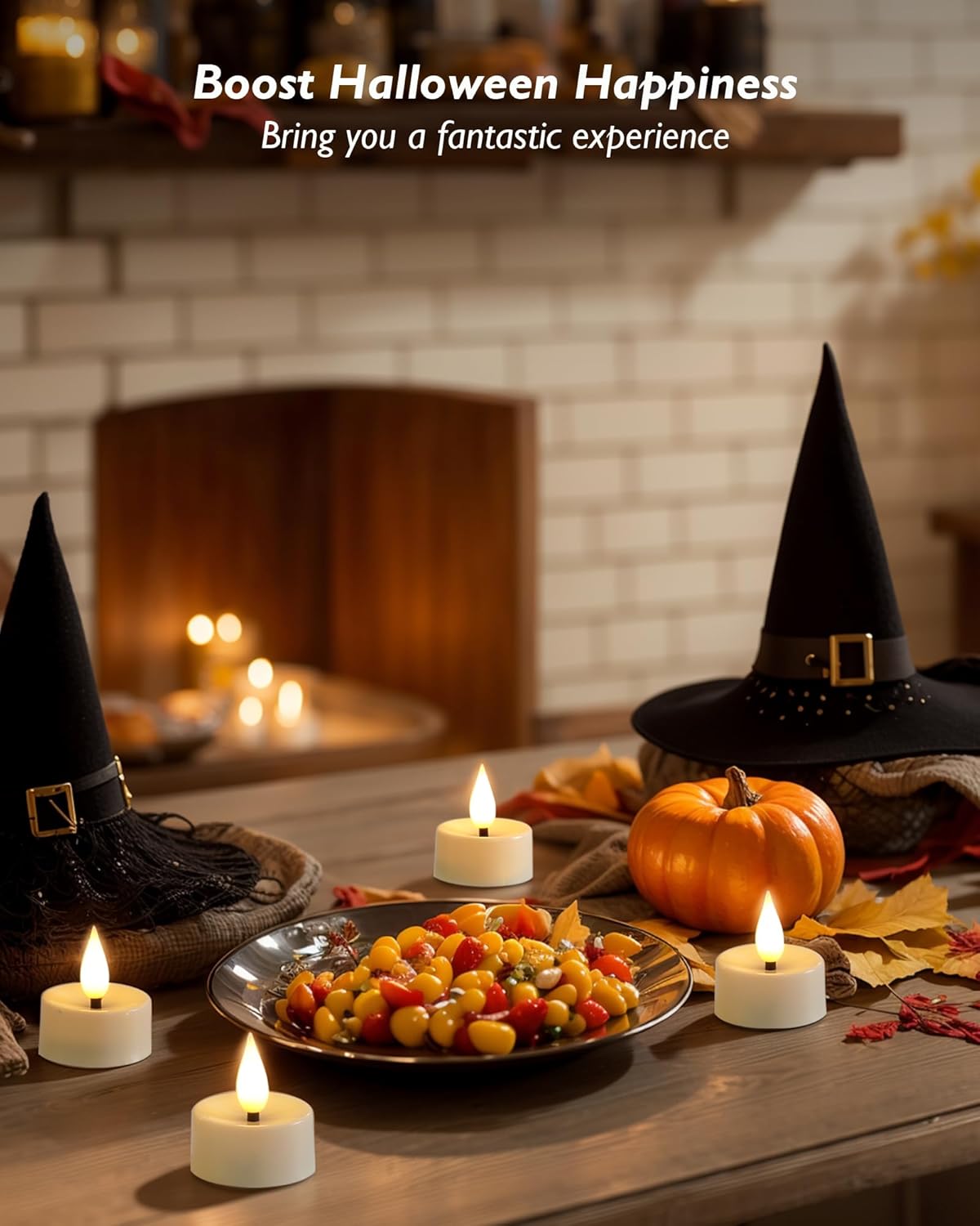 Amagic Flameless Timer Remote Tealights Candles, 3D Black Wick Flickering Tea Lights, 400+Hour White Votive Candles Battery Operated, Set of 24 for Wedding Table Decor, Halloween, Christmas, Holiday