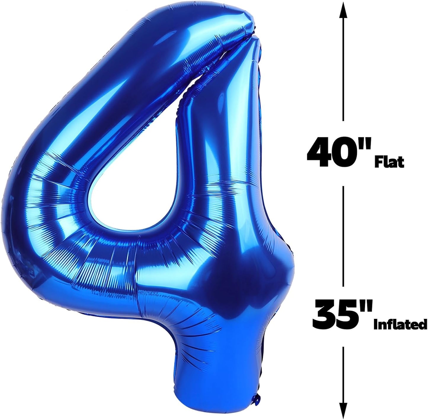 40 Inch Navy Blue Large Number 4 Birthday Balloon, Giant Number Four 14 24 34 40 44 Balloons, Foil Mylar Big Balloons for Anniversary Graduation Supplies Decorations