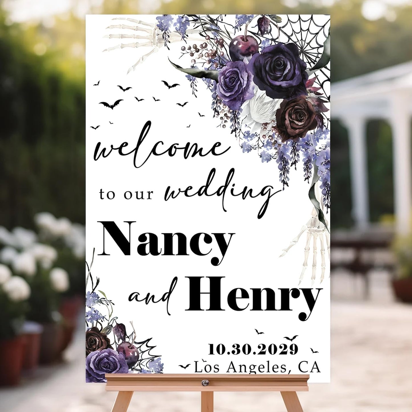 Gothic Halloween Wedding Welcome Til Death Do Us Part Sign - Black Gothic Wedding Sign