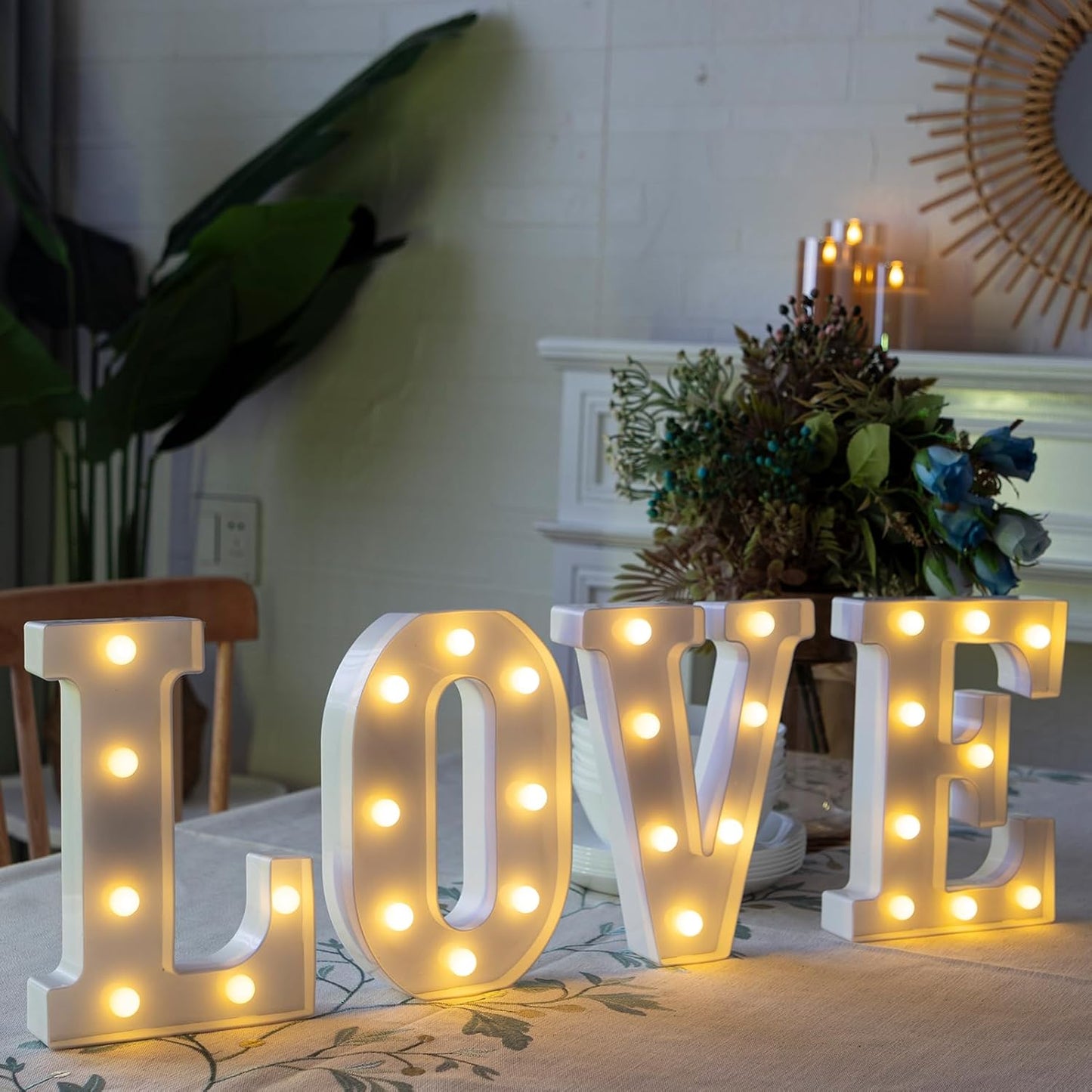 Led Light Up Letters, Led Marquee Letter Lights Love Sign, Decorative Numbers Light, Battery Powered Letter Sign Lights for Love Decor-Warm White