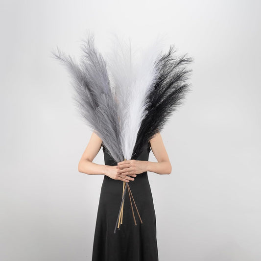 EVODIS Pampas Grass Decor Tall, 43"/110cm Faux Pampas Grass 6 Stems Large Pompass Grass Branches Tall Bulk Boho Flower Arrangement for Home Room Wedding Party Decor