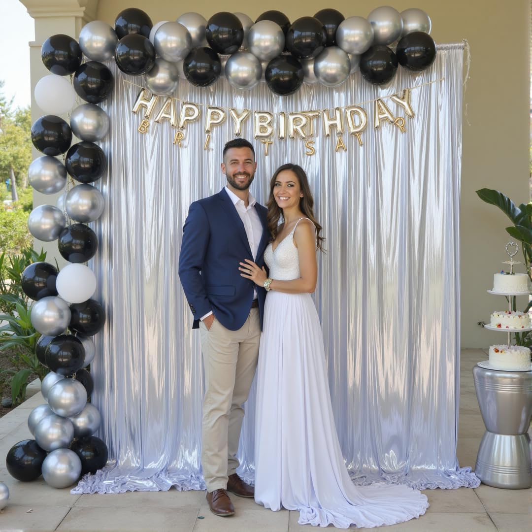 10ftx10ft Sequin Silver Backdrop Curtain for Parties, Wrinkle Free Thick Glitter Photo Backdrop Drapes 2 Panels 5x10FT Shimmer Back Drop Cloth for Wedding Birthday Christmas Photography Background