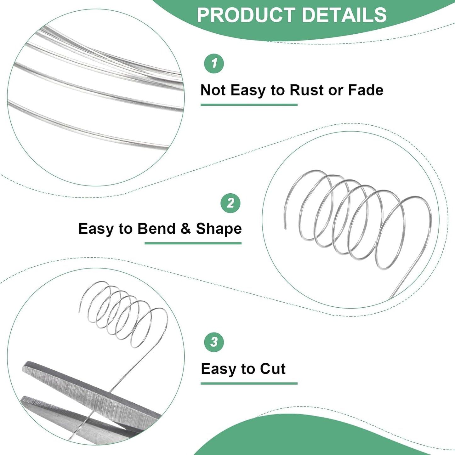 2-Rolls 0.2mm Jewelry Wire, 32 Gauge 328FT Craft Wire Copper Beading Wire for Jewelry Making/Planting/Weaving/DIY Crafting, Soft Metal Wires [100M, Silver White]