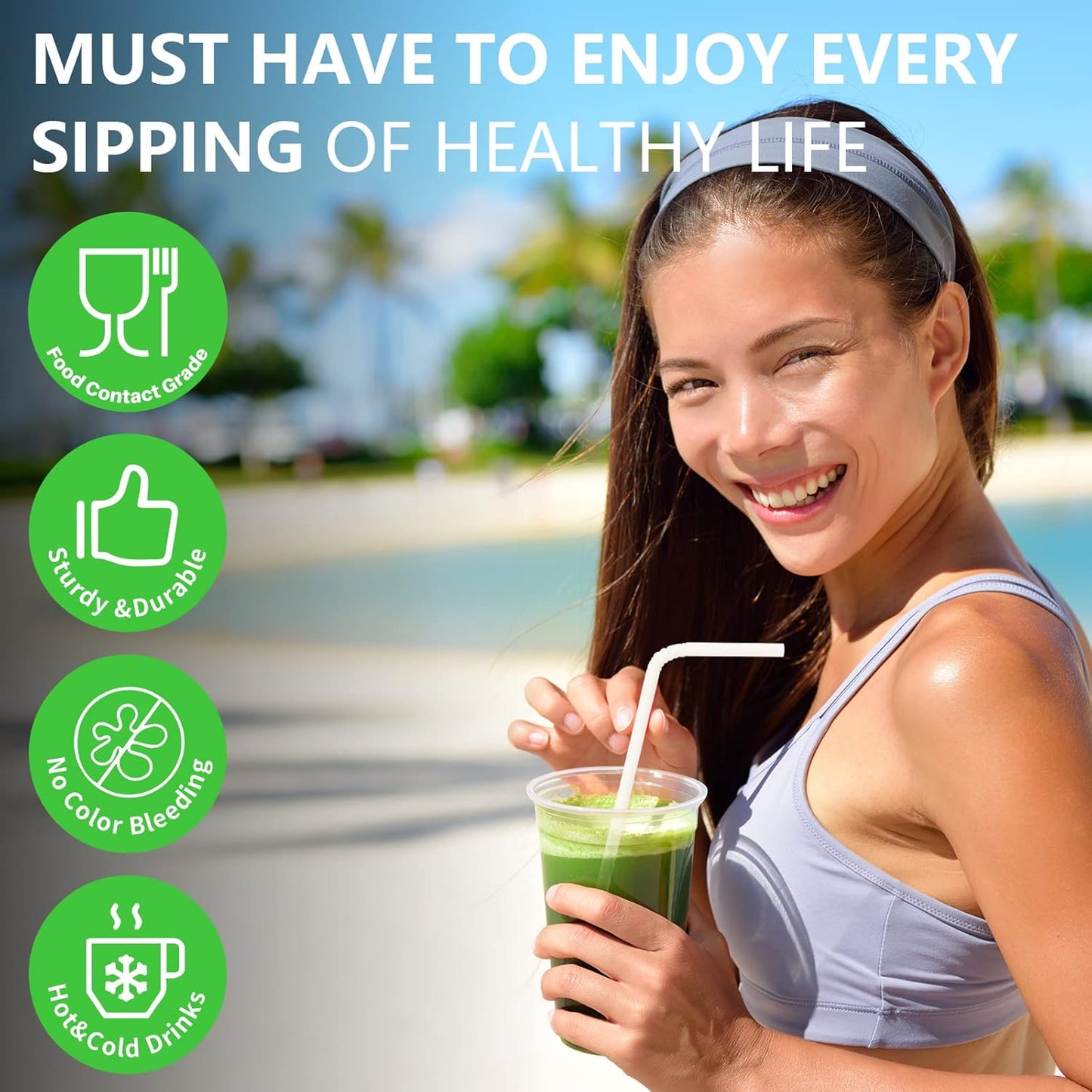 Bendable Paper Straws for Drinking, White, 7 3/4 inches, 250 Count - Great for Kids, Elderly, Home and Restaurant