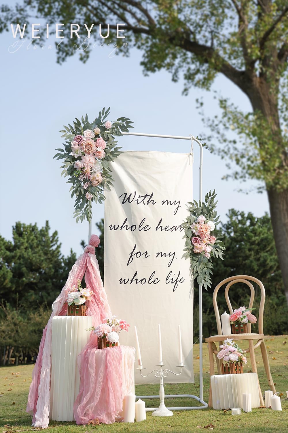 Artificial Wedding Arch Flowers Kit(Pack of 2) for Wedding Arch, Bridal Shower, Ceremony and Reception Backdrop Decoration (Romantic Pink)