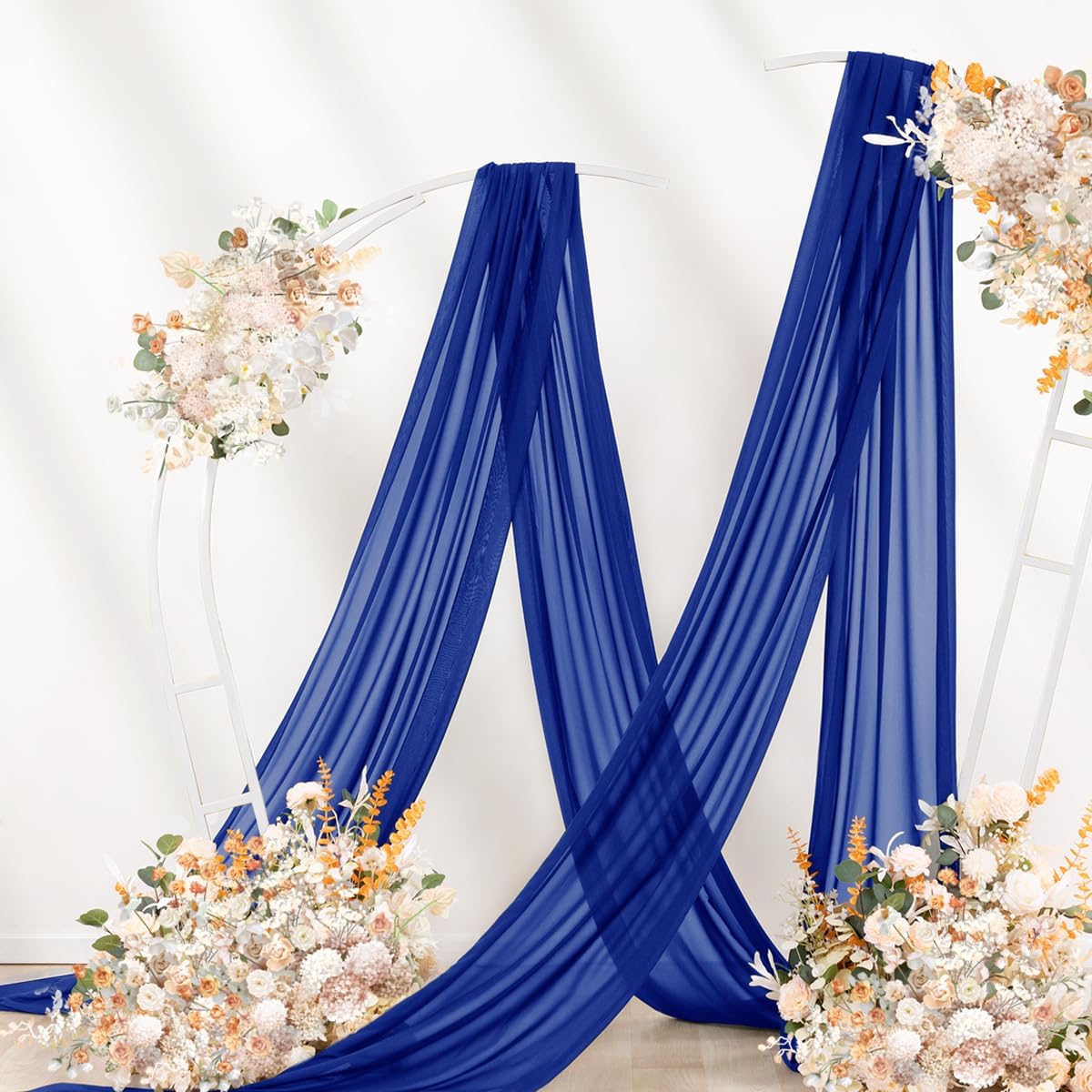 Royal Blue Wedding Arch Draping Fabric 29" x 20 FT Blue Wedding Drapes for Backdrop Sheer Curtains Drapes for Romantic Bridal Baby Shower Ceremony Birthday Party Fall Outdoor Events