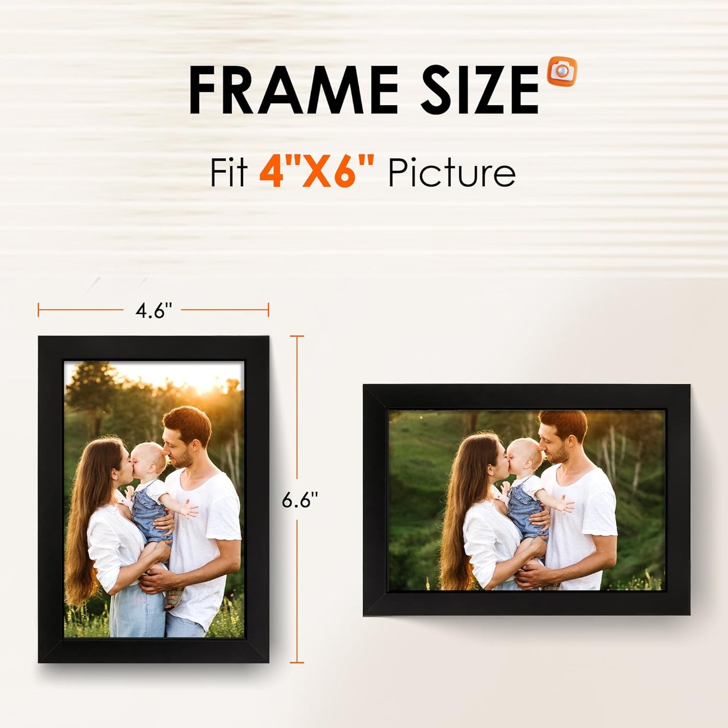 FIXSMITH 4x6 Picture Frame Set of 2, 4x6 Photo Frames with HD Plexiglass for Wall Hanging or Tabletop Display, Black