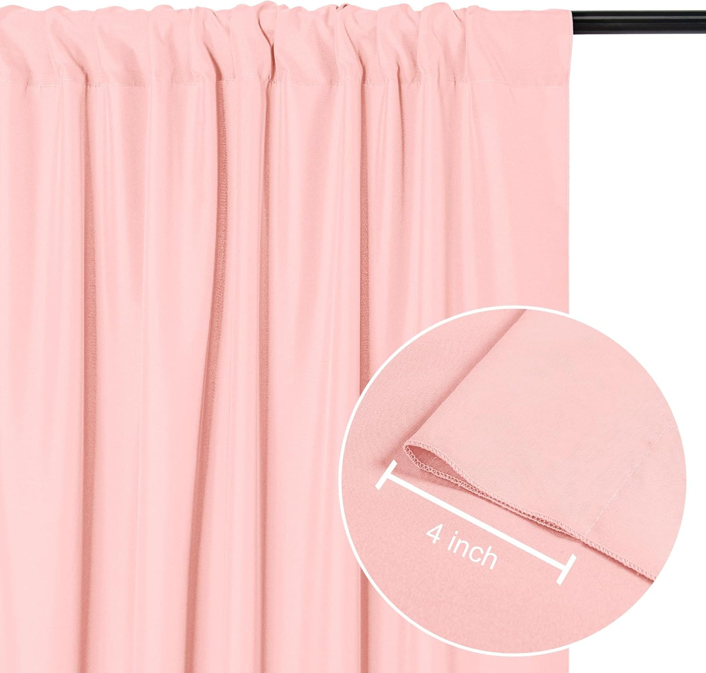 DWCN 10x10 FT Blush Pink Backdrop Curtains for Parties, Photography Backdrop Drapes with Rod Pockets for Wedding Decorations Stage Birthday Family Gatherings, 2 Panels 5ft x 10ft