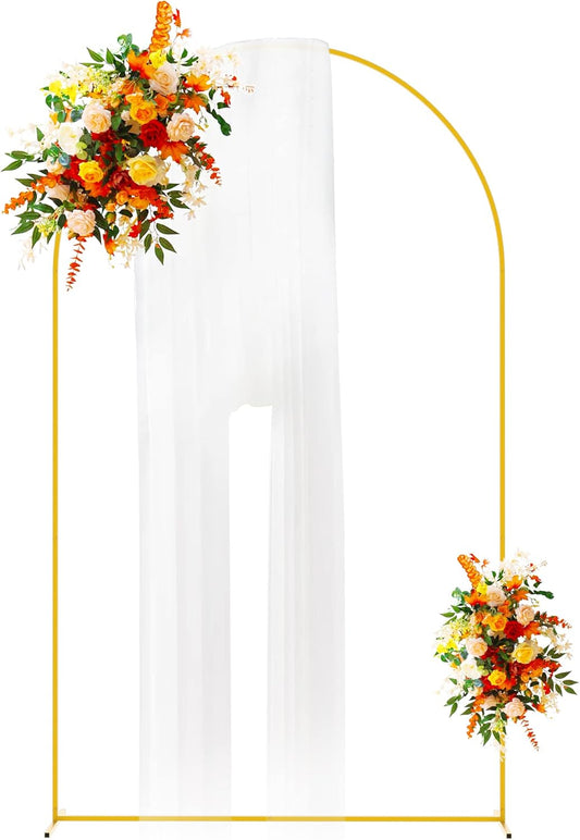 Putros Wedding Arch Stand Gold 8FT Metal Balloon Arched Backdrop Stand for Wedding Ceremony Birthday Party Bridal Baby Shower Decoration