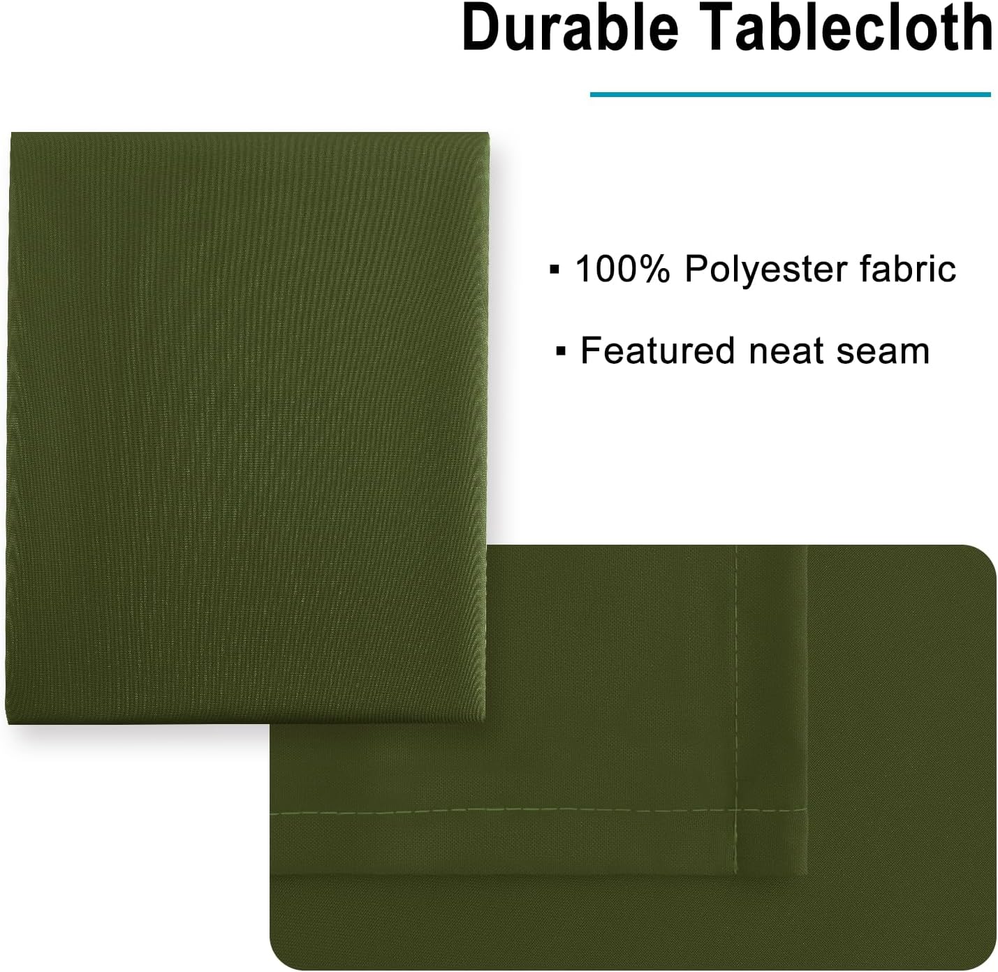 Hiasan Olive Green Tablecloth for Rectangle Tables - Waterproof Washable Polyester Fabric Table Cloth for Buffect Dining Birthday Party Wedding, 54 x 120 Inch