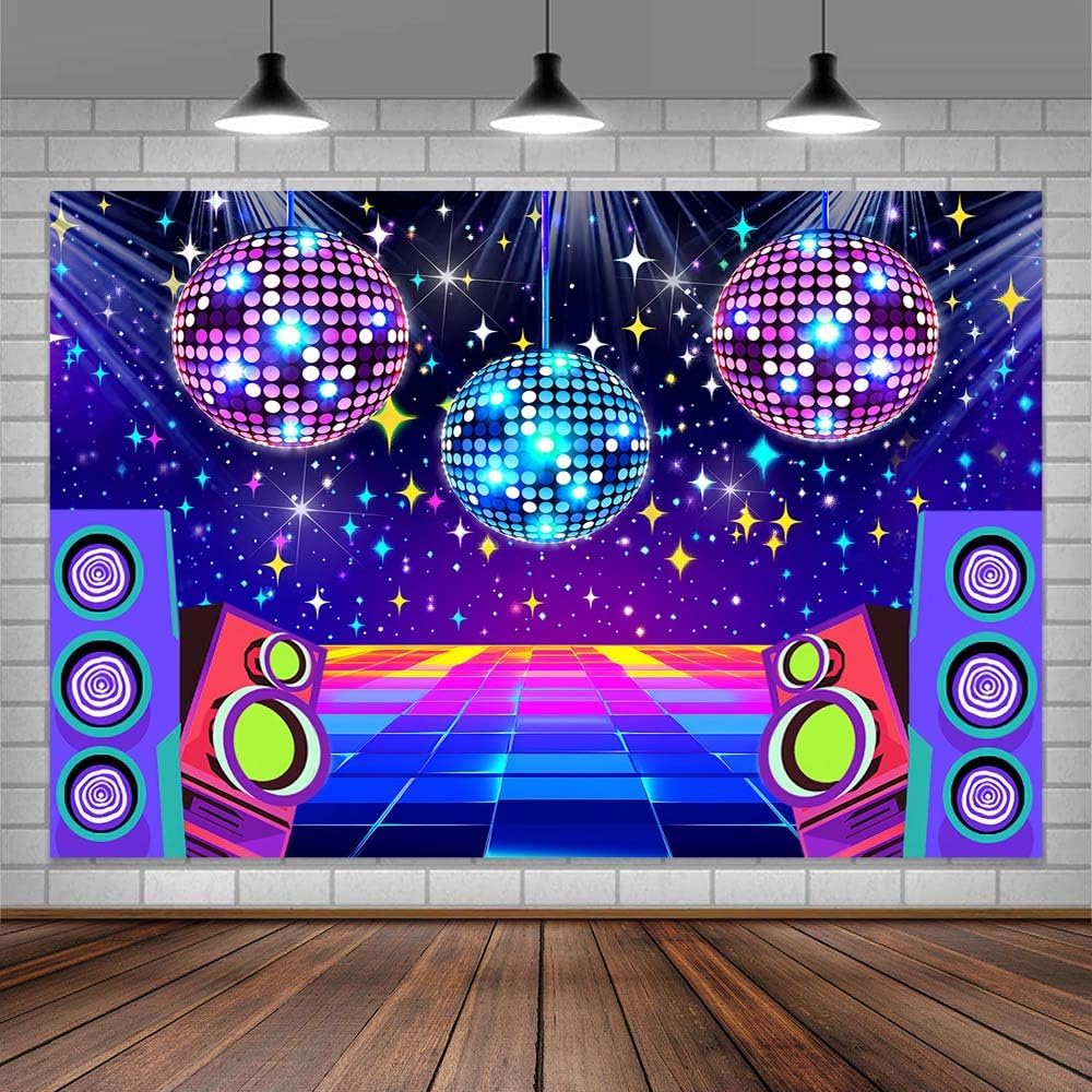 Disco Backdrop 7 x 5 ft Retro Glow Party 70s 80s 90s Theme Stage Dance Background Disco Party Decoration Disco Ball Banner Dance PartyBackdrop for Birthday Party Prom Portrait Photo Props,Multi2