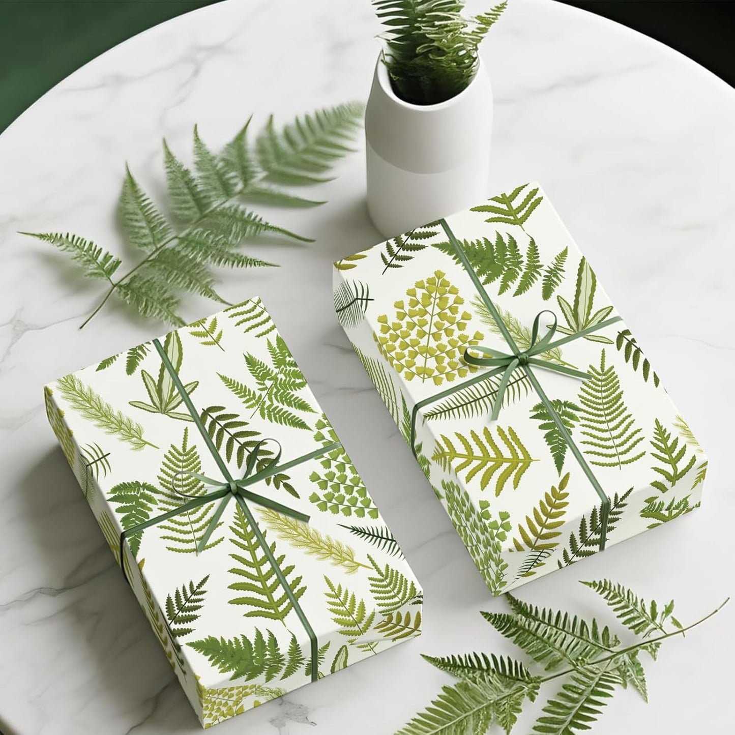 WRAPAHOLIC Fern Wrapping Paper Roll - Mini Roll - 17 Inch x 9.8 Feet - Woodland Fern Botanical Wrapping Paper Perfect for Birthday, Wedding, Baby Shower