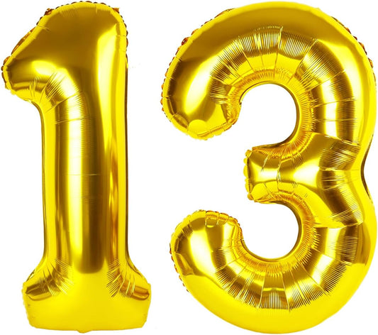 Large 40 Inch Gold 13 31 Number Balloon, 13 31 Gold Birthday Party Decorations, Numbers Three Foil Balloons for Anniversary Party Graduations Celebration Supplies