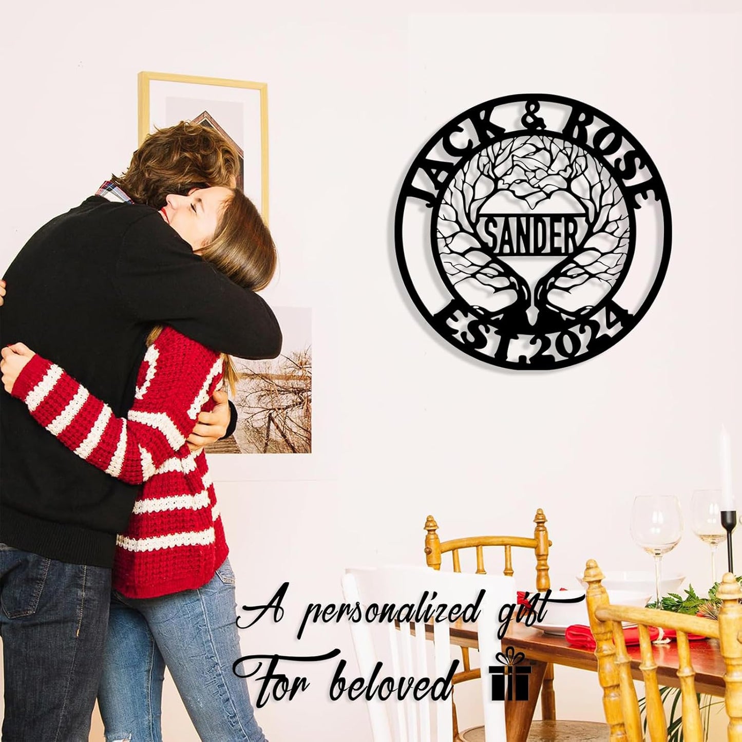 Personalized Tree of Life Metal Sign Wall Art Decor, Custom Wedding Gifts for Couples, Custom Family Name Sign, Christmas Valentine's Day Housewarming Gifts