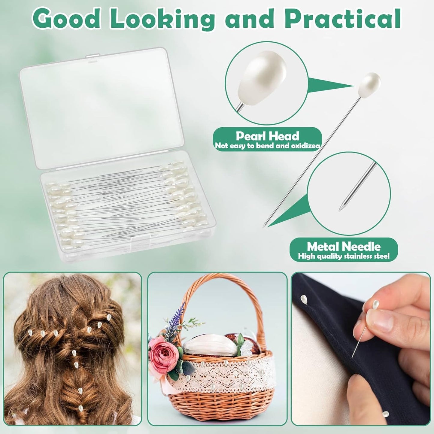 PAXCOO Floral Tape and Floral Wire Arrangement Tool Kit with Green Floral Tape, Floral Wire, Boutonniere Flower pin, Wire Cutter, White Ribbon and Elastic Pearl Wrist Corsage Bands for Bouquets