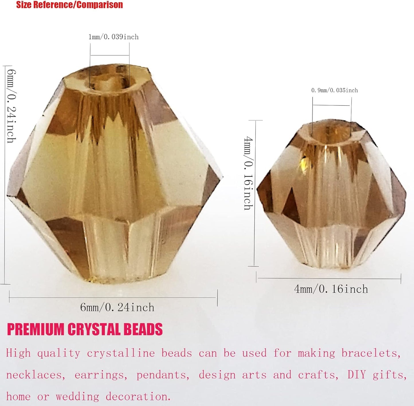 4mm Bicone 1800Pcs Gold Champagne AB Crystal Glass Beads Small Faceted Bicone Shape Crystal Glass Spacer Beads for Bracelet Necklace Decorative Hand Jewelry Making (Gold Champagne AB, 4MM)