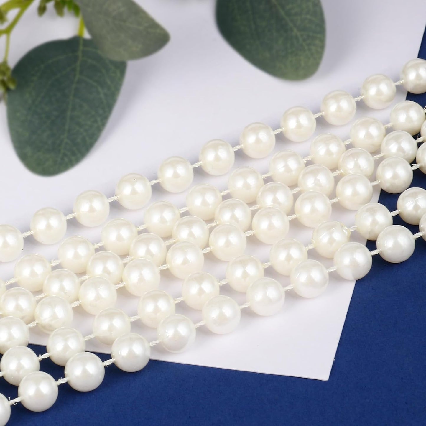 76.5 FT Pearl Beads Garland for Decoration, 6MM Craft Pearl Beads String Spool Ivory Color Faux Pearl Strand Roll for DIY Craft Wedding Party Christmas Tree Decoration