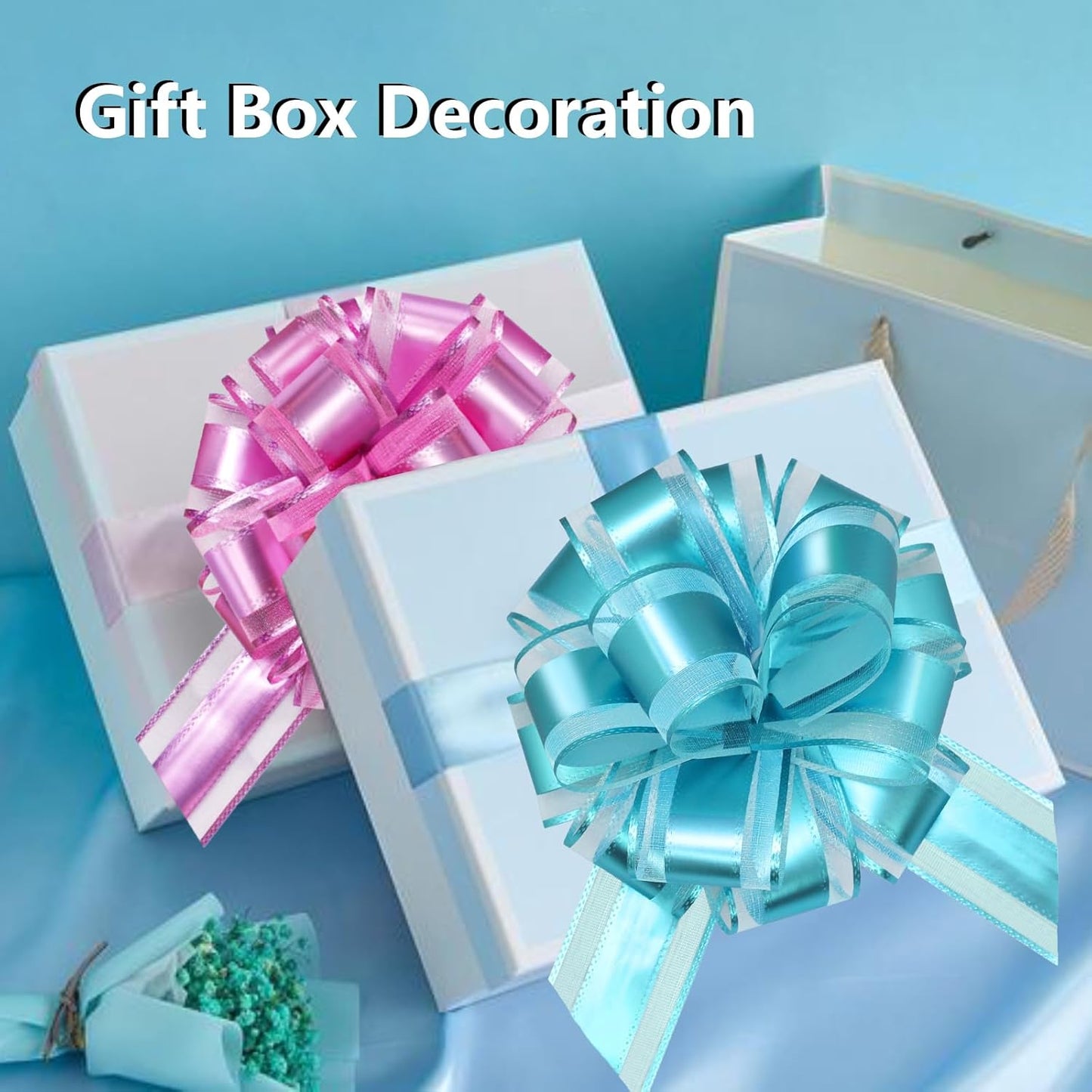 7 Pieces Large Pull Bows, 6 inche, Big Bow for Gift Wrapping, Christmas Party Birthday Gift, Wedding Baskets,Valentine's Day Gift Decorations, Flower Decoration (Light Blue)