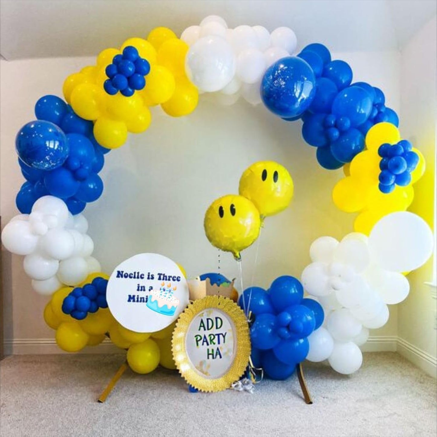 Paready Blue and Yellow Balloons, 30 Pcs 12 Inch Matte Yellow Blue and White Latex Balloons with Ribbons for Birthday Baby Shower Engagement Anniversary Bridal Shower Party Graduation Decoration