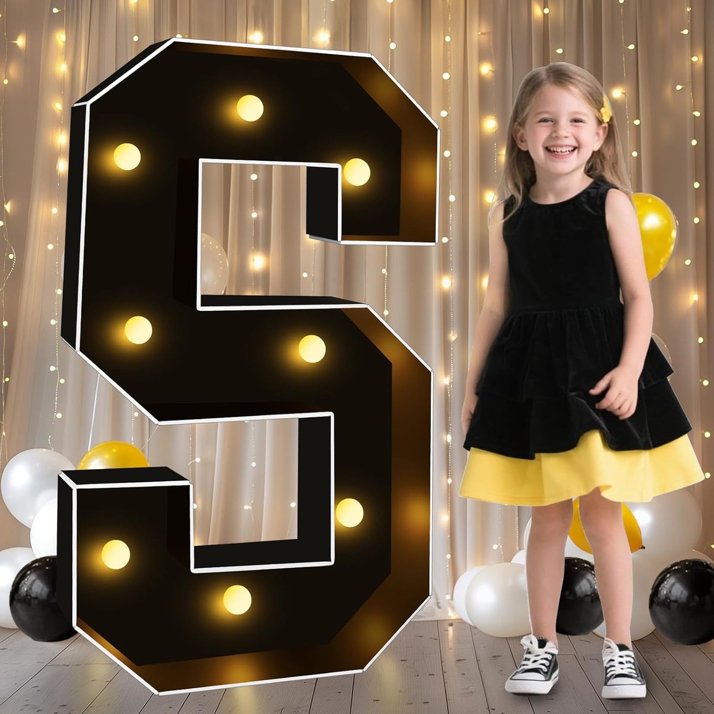Pooqla 3FT Marquee Light Up Letters, Black LED Party Decor Large Marquee Letters 3 Feet Tall, Giant Mosaic Letter for Birthday Graduation Anniversary Wedding Decoration, Letter S