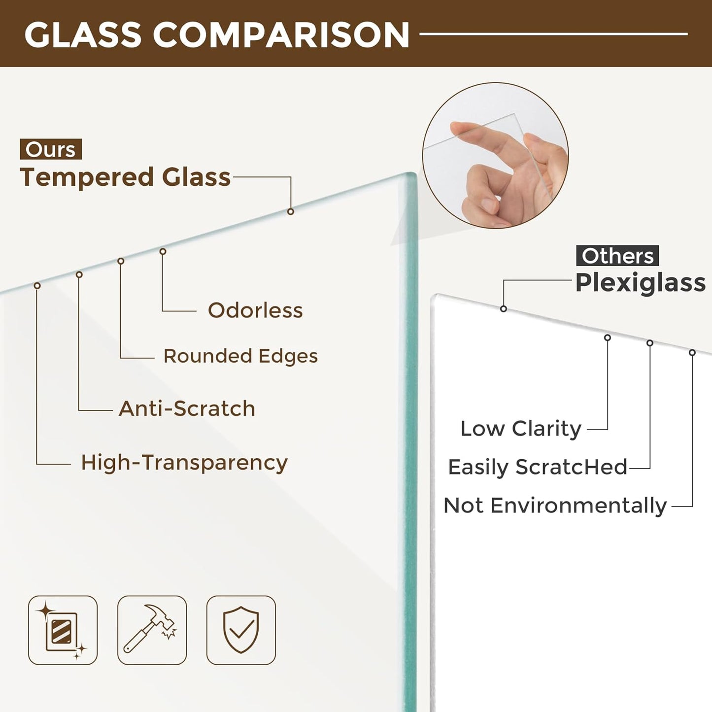 16x16 Picture Frame USA-Sourced Natural Walnut Wood Solid Original Wood Photo Frame Rounded Corner with Mat to 12x12 Picture Display with Real Glass Family, Wedding Picture, Photo, Certificate