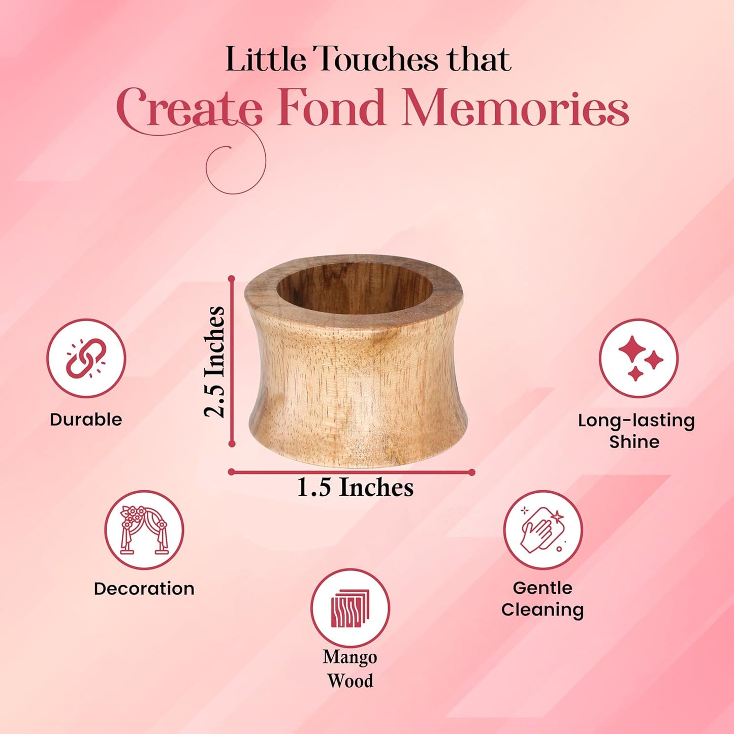 Wooden Napkin Rings Set of 12 - Handcrafted Napkin Holder for Dinner Table Decoration, Weddings, Home, Kitchen, Decor, Dinner, Parties, Every Day Use - Durable, Versatile (Brown)- CLEENTABLE