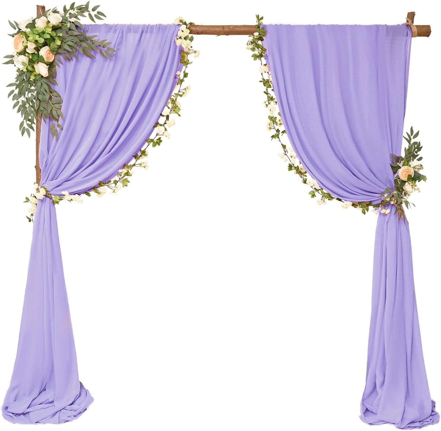4 Panels Wedding Arch Draping Fabric 28" x 20 Ft Wedding Arch Drapes Chiffon Fabric Drape Sheer Backdrop Curtain for Weddings Party Ceremony Birthday Arbor Drapery Reception Ceiling Decor(Lavender)