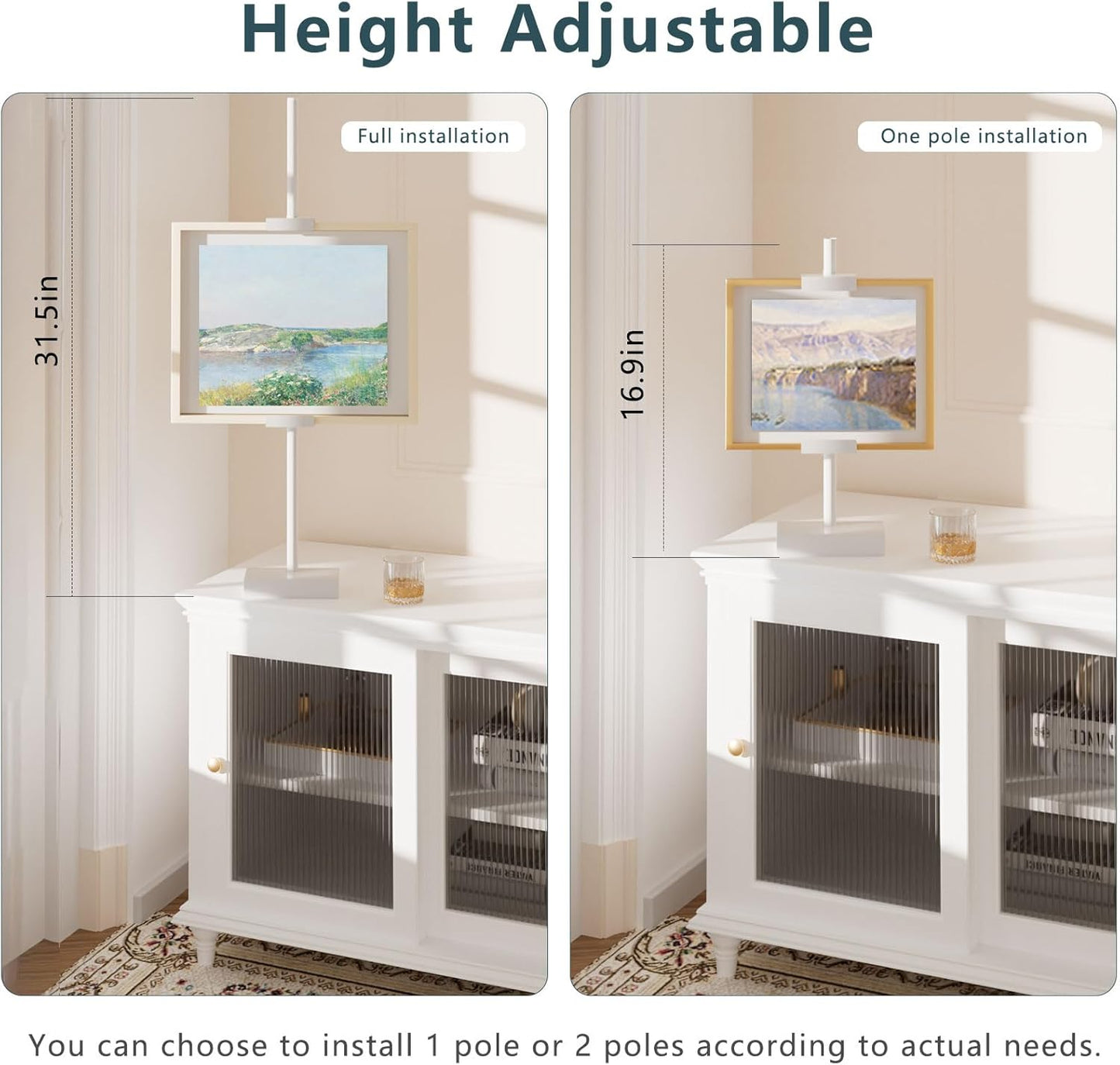 Adjustable Tabletop Picture Frame Stand - Up to 29" Height, Frame Holder Stand Table Easels for Display, Metal Standing Easel Display Stand for Picture Frames, Artwork, Canvas (White)