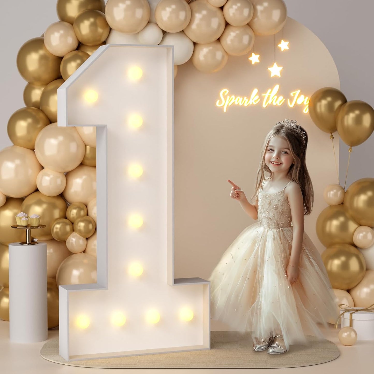 JoyMuse 4FT Marquee Numbers,Large Marquee Numbers 4 Feet Tall for Birthday Decorations Big 4FT Numbers with Light for Party Decor, Number 1