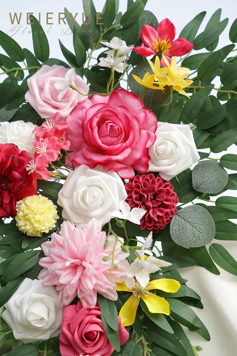 Artificial Wedding Arch Flowers Kit(Pack of 2) for Wedding Arch, Bridal Shower, Ceremony and Reception Backdrop Decoration (Bright Pink)