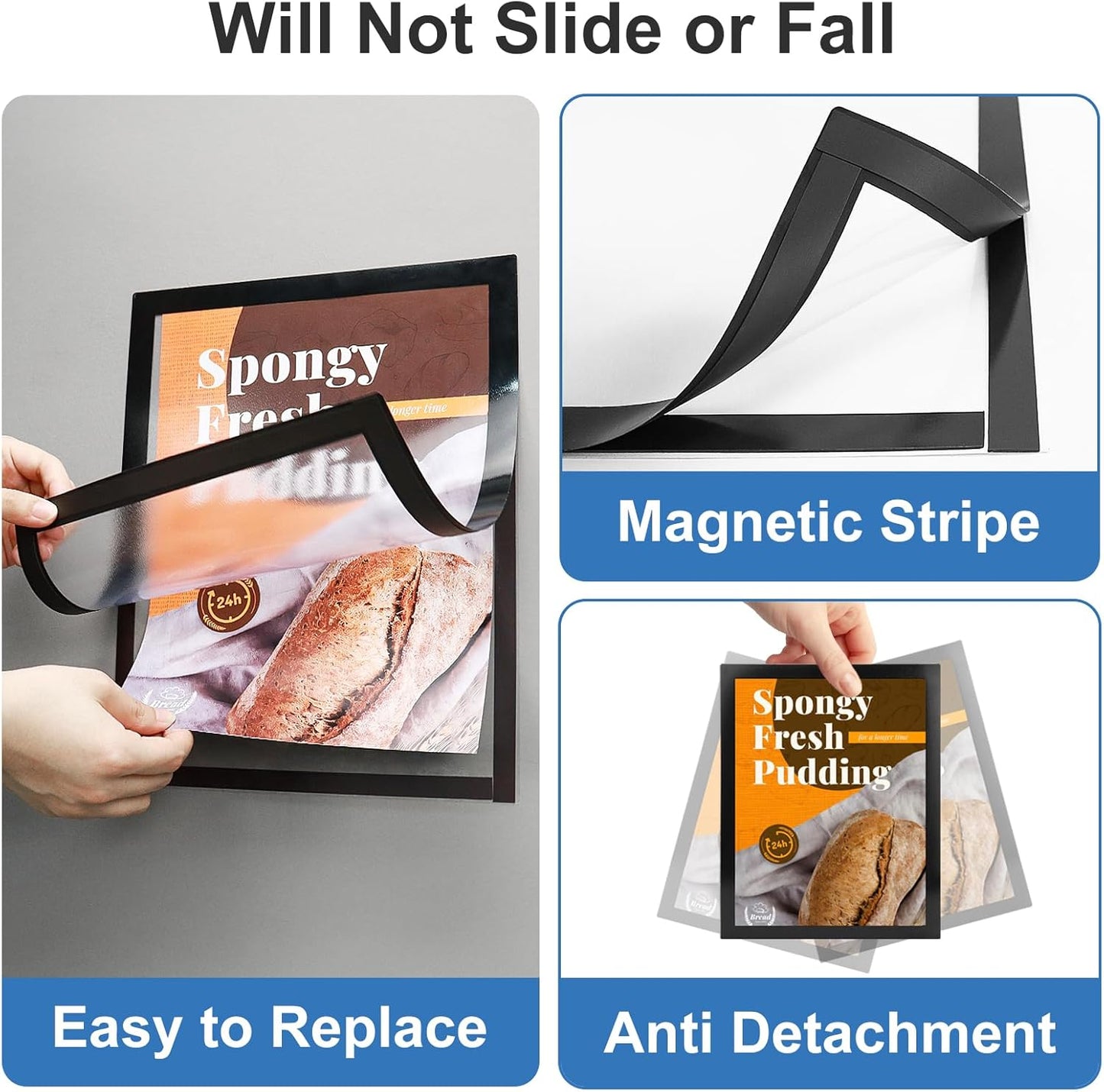 13 Pcs Magnetic Signs Holder, for 8.5" x 11" Letter, Self-Adhesive Magnetic Paper Holder, Magnetic Frame Document Holder for Wall Window Office Poster Store