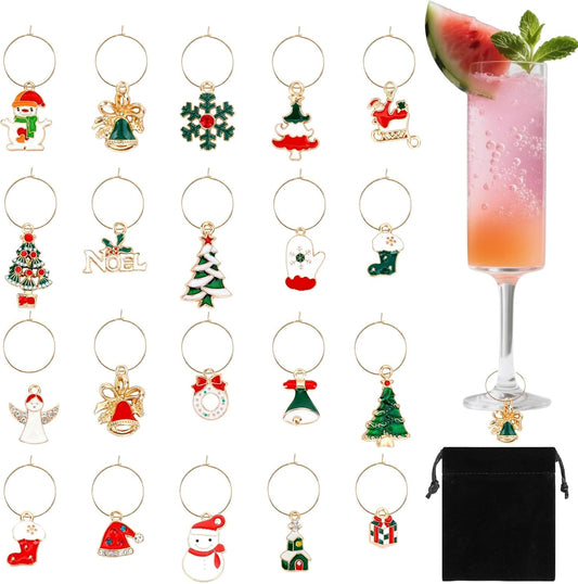 Wine Glass Charms Wine Charms for Stem Glasses Glass Markers Identifiers Tags for Christmas Tasting Party Favors Decorations