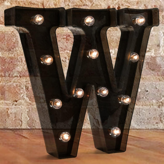 Decorative LED Illuminated Letter Marquee Sign - Alphabet Marquee Letters with Lights For Wedding Birthday Party Christmas Night Light Lamp Home Bar Decoration W, Black