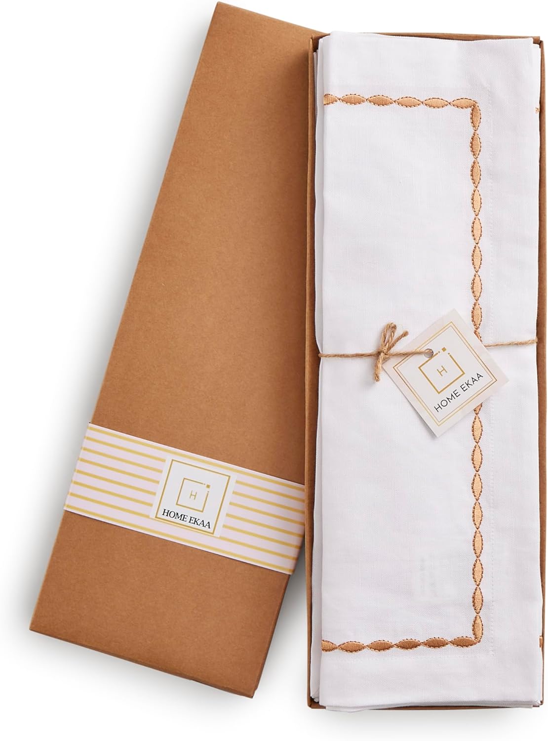 Cotton Linen White Placemats 14 x 19 Inch – Spring, Summer Placemats Set of 4 – Machine Washable Fabric Table Place Mats with Motif Embroidery – Wedding Decoration