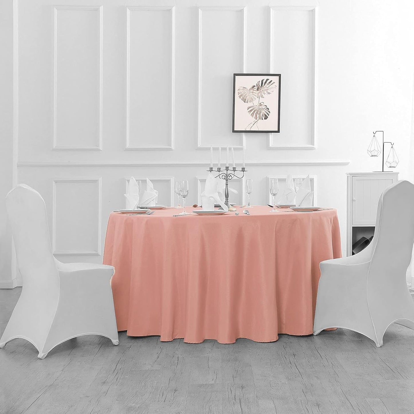 60 inch Round Tablecloth Washable Polyester Table Cloth Decorative Table Cover for Wedding Party Dining Banquet（60 inch,Dusty Pink）