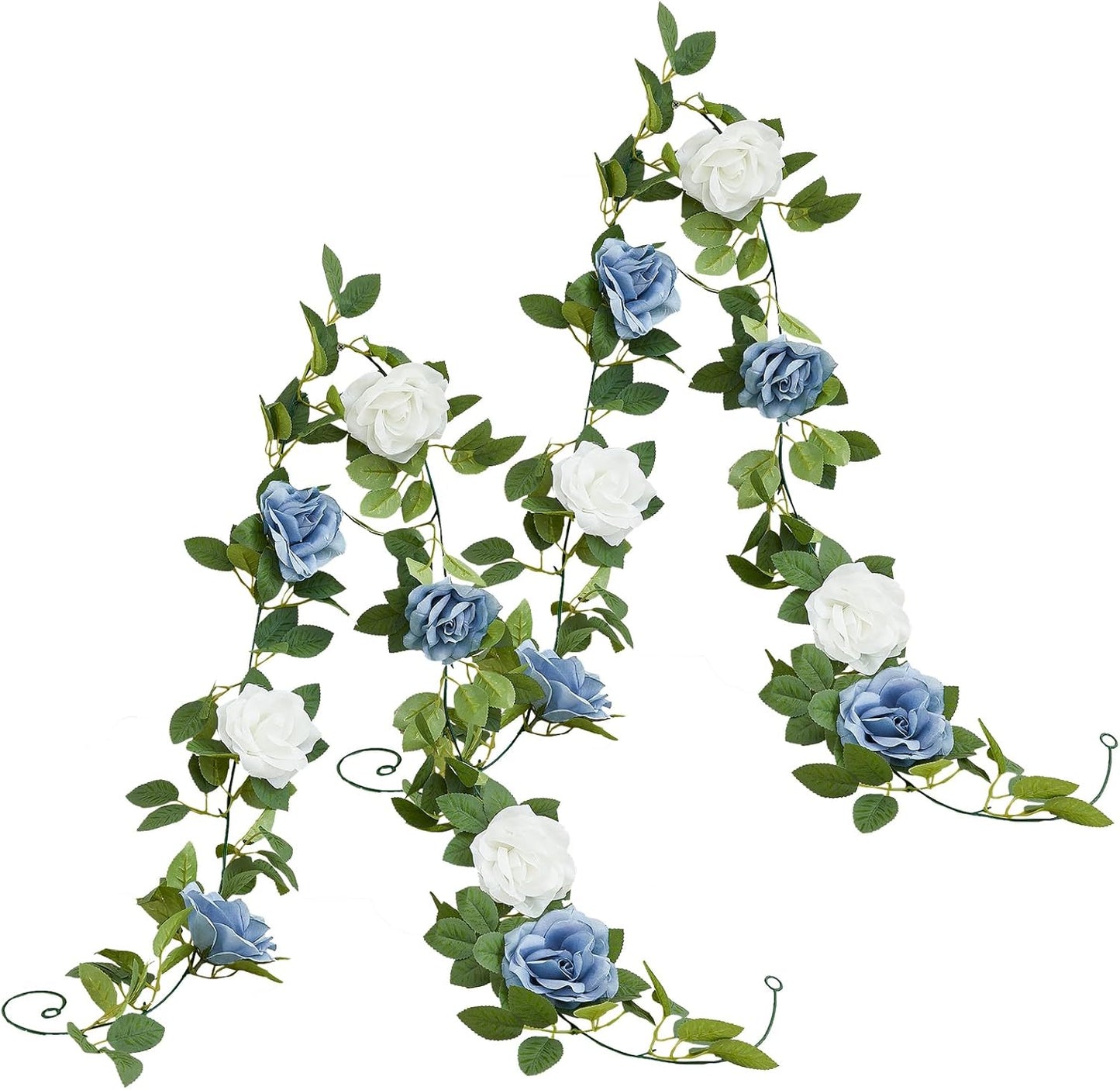 Artificial Rose Garlands Rose Vines Leaves Banners Hanging Floral Garland Fake Rose Flower Vine for Wedding Arch Ceremony Home Garden Outdoor Party Wall Decorations