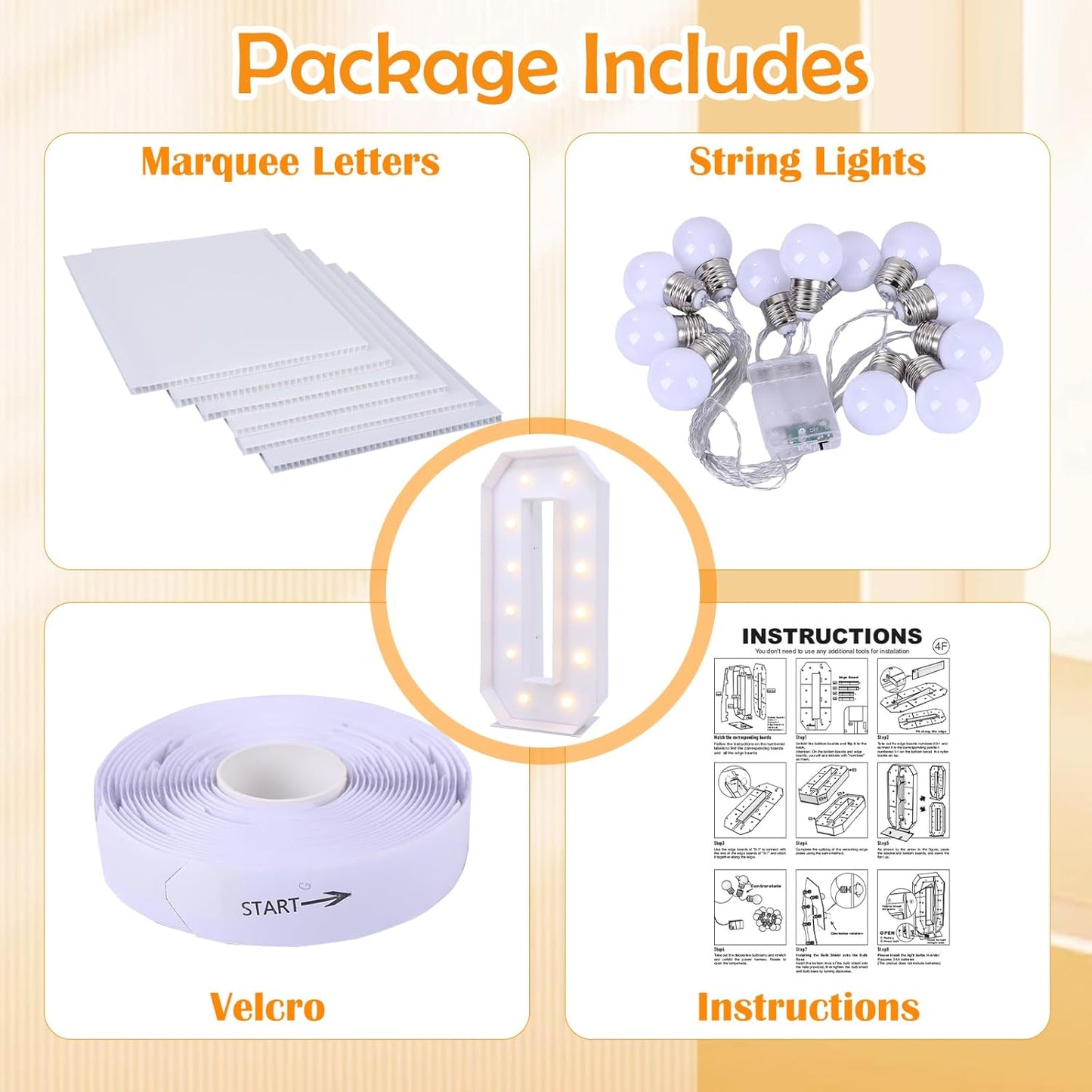 4ft Marquee Letters O, Large Light Up Letters, Will You Marry Me Sign, 4 Feet Tall for Party Decorations, Wedding Decor, Marry Me Decorations