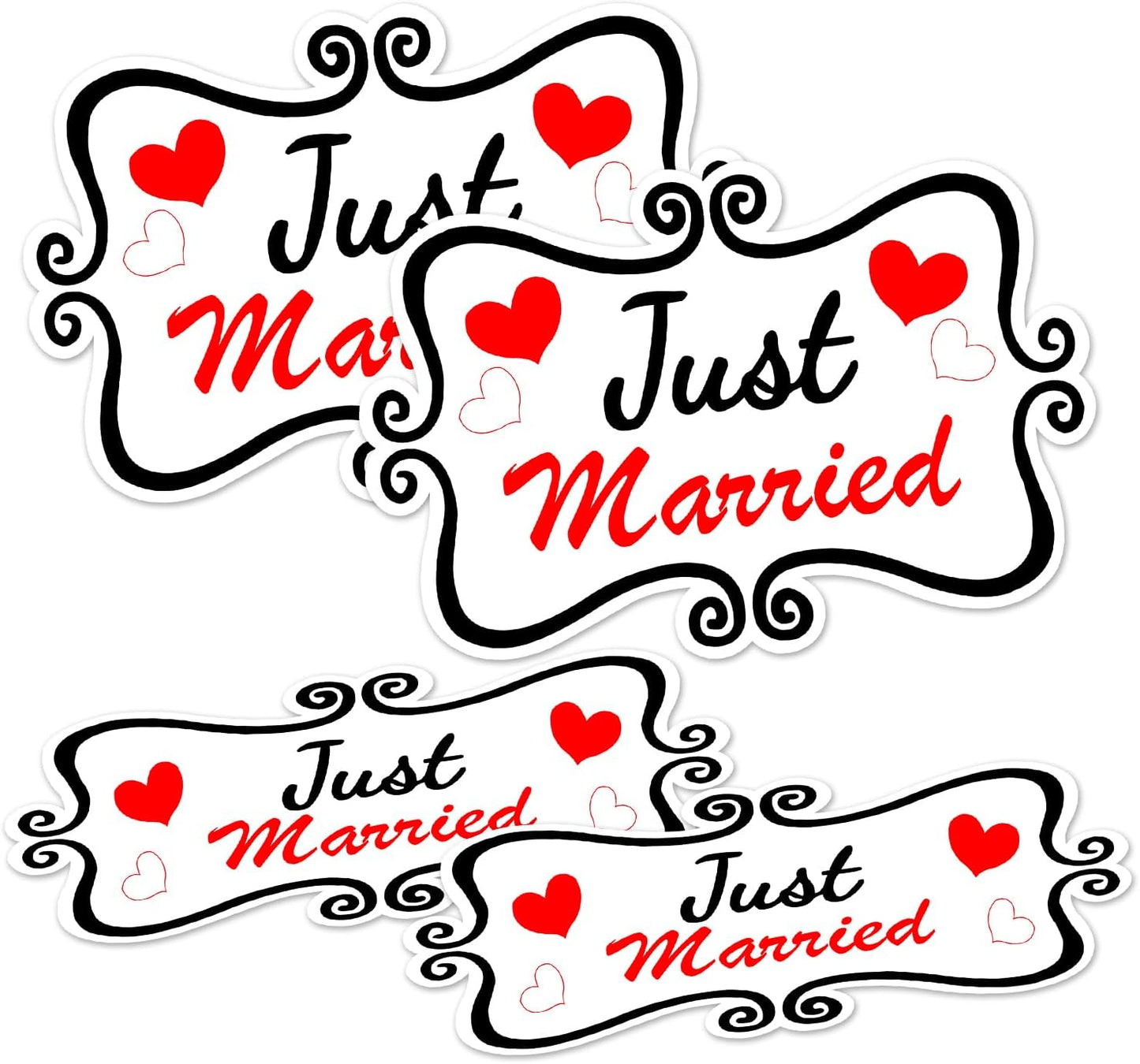 Just Married Car Magnet Set, Marry Me Magnetic Sign for Car Wedding Decoration White 4 PCS(2 Large 12 * 8 in + 2 Small 12 * 4 in)