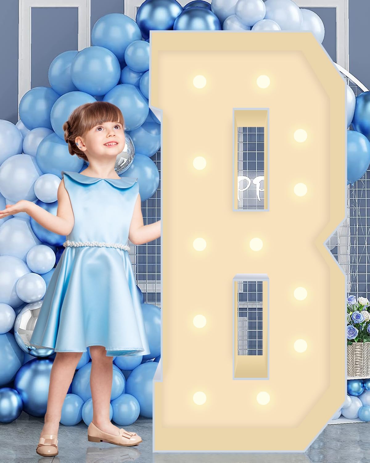 4FT Marquee Plastic Letters B - Light up Letters B Are Made from Corrugated Plastic Board - Quick Assembly Without Tools, Disassembled Components Can Be Used for Garage Sale Signs, Yard Sale Signs