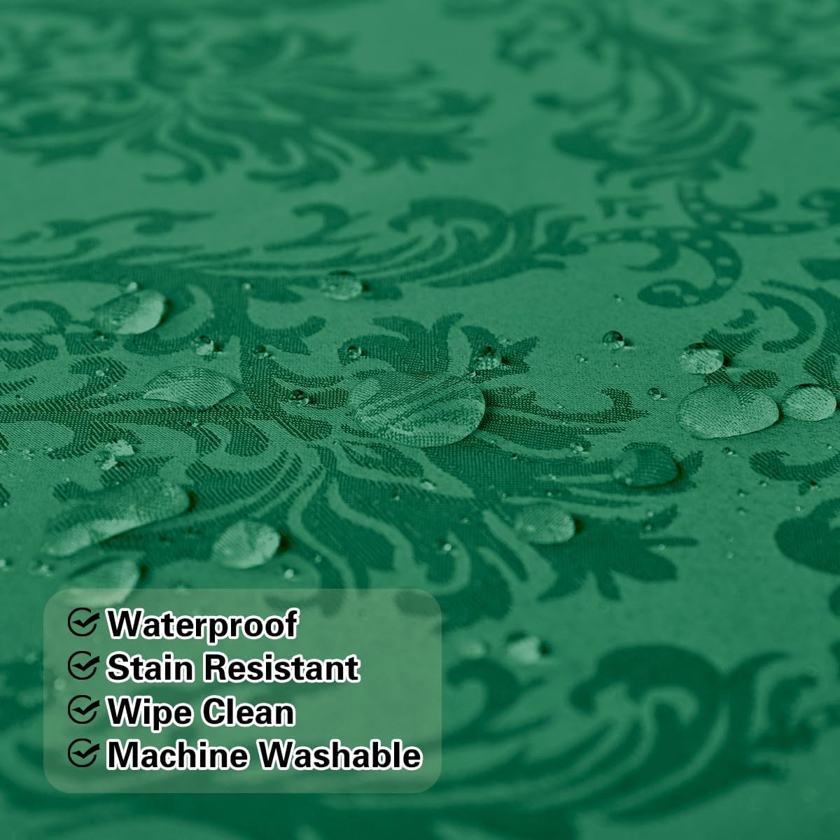 SASTYBALE Jacquard Tablecloth Rectangle 60 x 102 Inch, Waterproof Oil Proof Washable Damask Table Cloth, Heavy Weight Fabric Table Cover for Dining, Parties, Indoor, Outdoor, Green