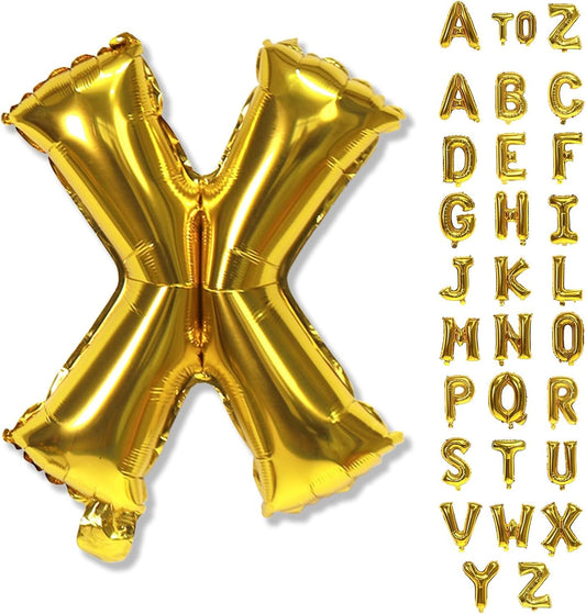 Giant X Alphabet Balloon Letters, Gold Self Inflating Custom Letter Balloons Birthday Decor, 40 Inch Helium Mylar Foil Name Word Balloons for Girls Men Anniversary Party Graduation Decoration Supplies