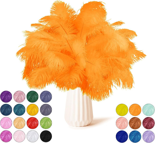 NEWONG 30pcs Orange Ostrich Feathers Natural Bulk 8-10in（20-25cm） Vase Craft Wedding Home Party Centerpieces Christmas Day Decoration