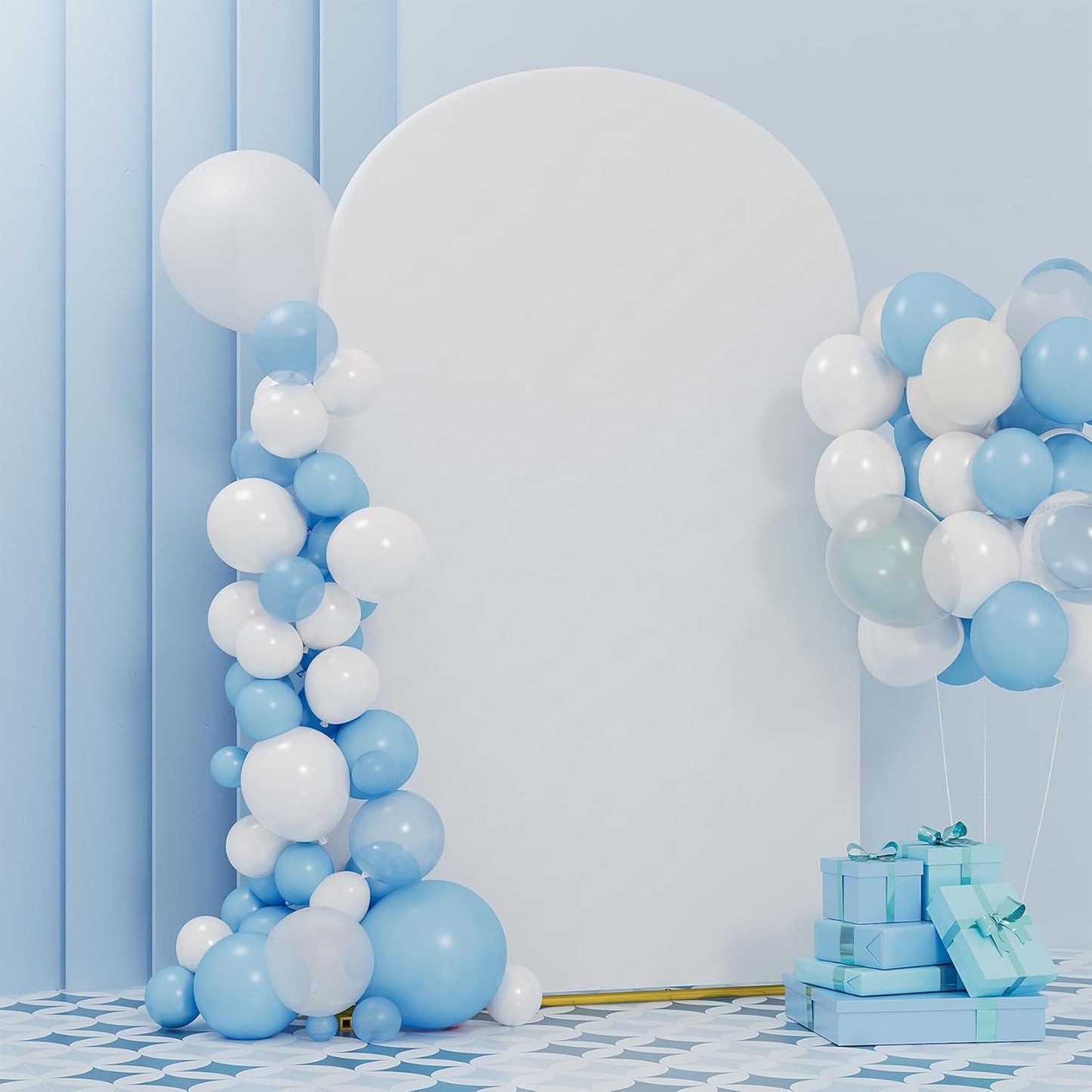 UDEAR 7.2FT Metal Arch Stand with White Cover, Arc Design with Fitted Cover, for Weddings, Parties, Baby Showers, Climbing Plants, Photo Backdrops