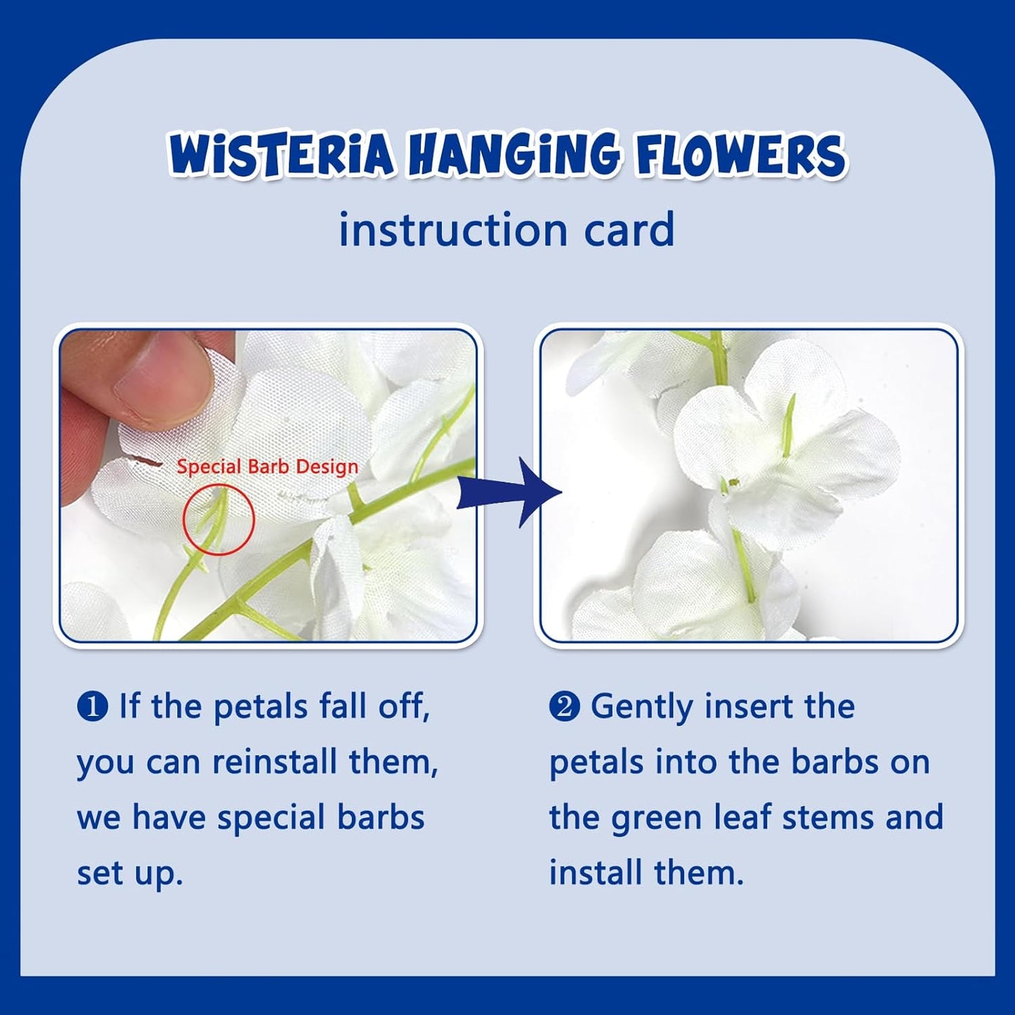 5 Pack Royal Blue Wisteria Hanging Flowers Garland, 3.77 Feet Artificial Flower Vines, Fake Wisteria, Artificial Vines Hanging Garland for Backdrop Outdoor Yard Garden Decor