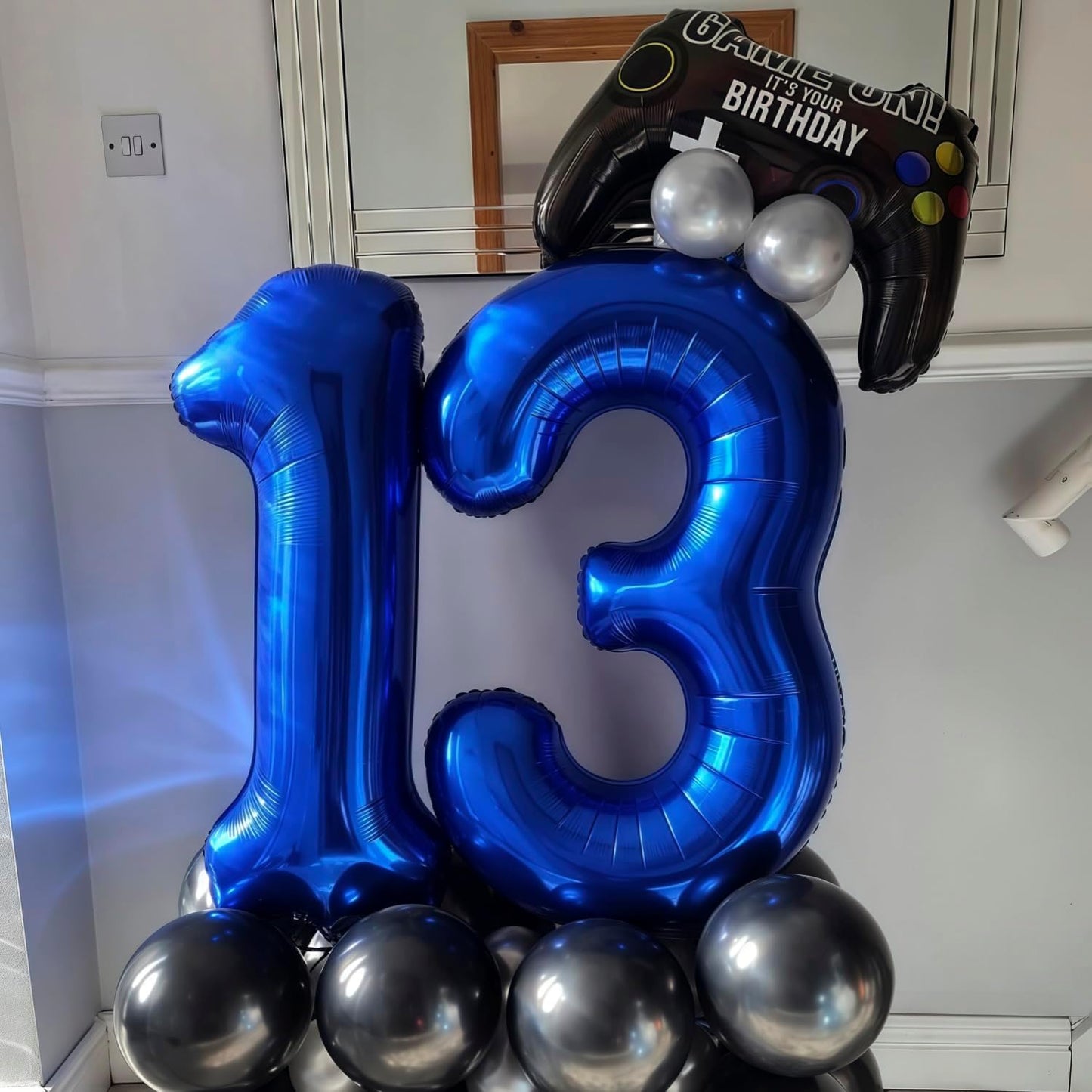 Navy Blue 3 Balloon Number,40 Inch Number 3 Balloon Big Dark Blue 3 Foil Mylar Helium Balloon for Birthday Party Decorations