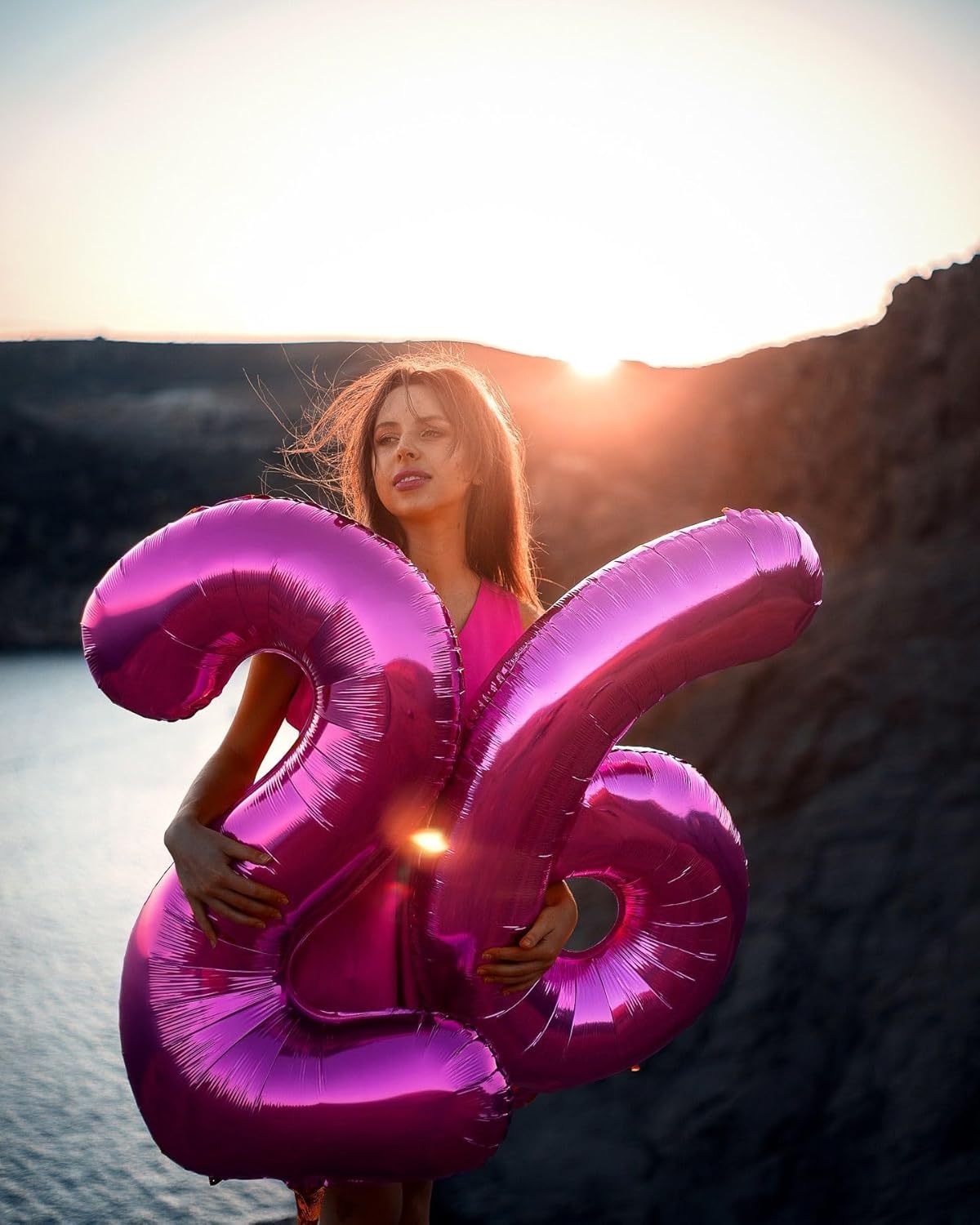 Big 40 Inch Rosy Purple 2 Number Balloon Birthday Decoration, 2026 Rosy Purple Number 2 Helium Balloons 12 20 22 23 24 26 28 32 42 Celebration, Boy Girl Baby Anniversary Party Graduations Supplies