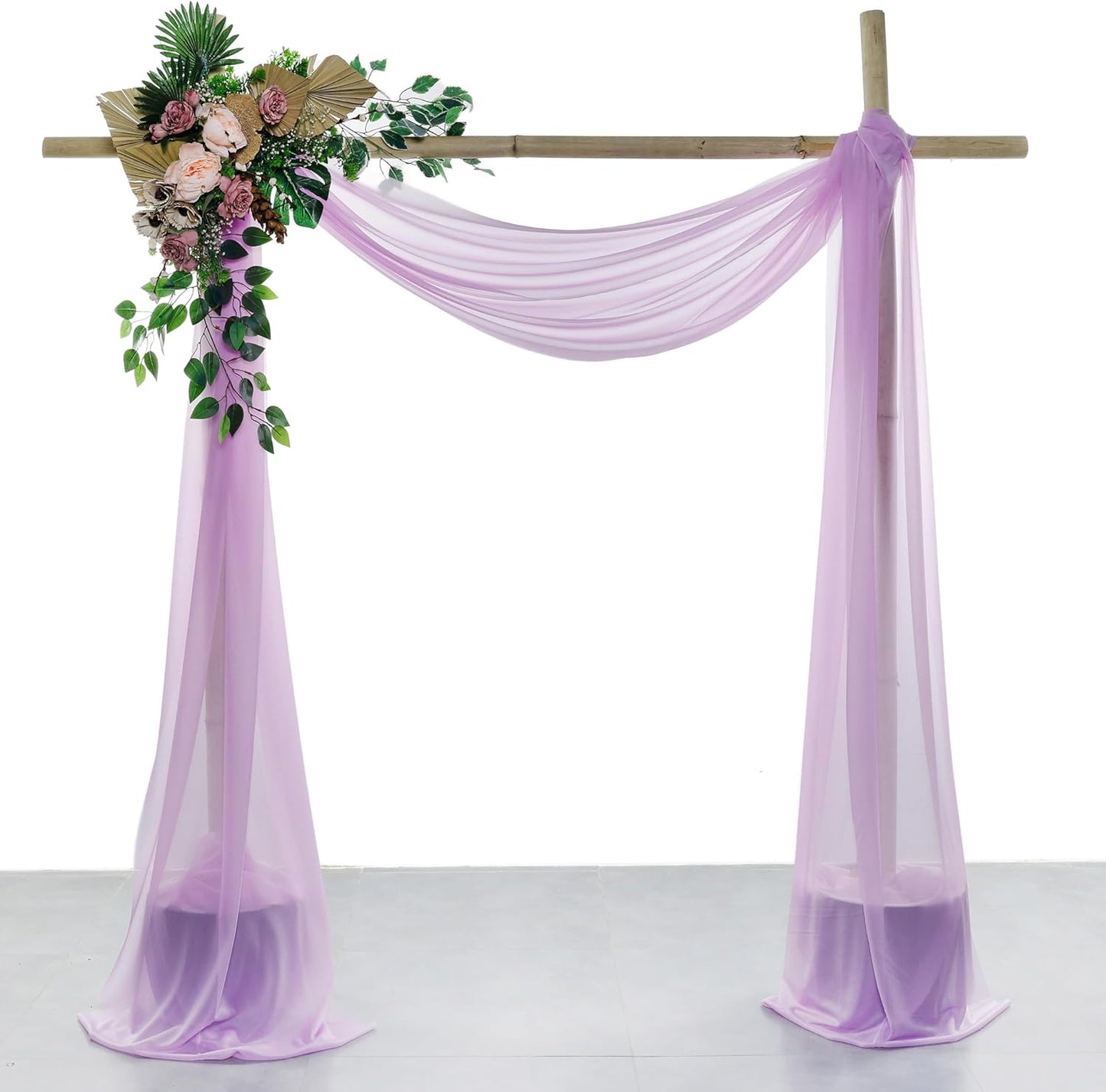 VDS Pack of 2 Panel (30 Inch X 50 Feet) Wedding Arch Draping Fabric Sheer Chiffon Fabric Drapery for Wedding Ceremony Reception Swag Backdrop Canopy Chuppah ARBO Altars Decoration (Orchid)