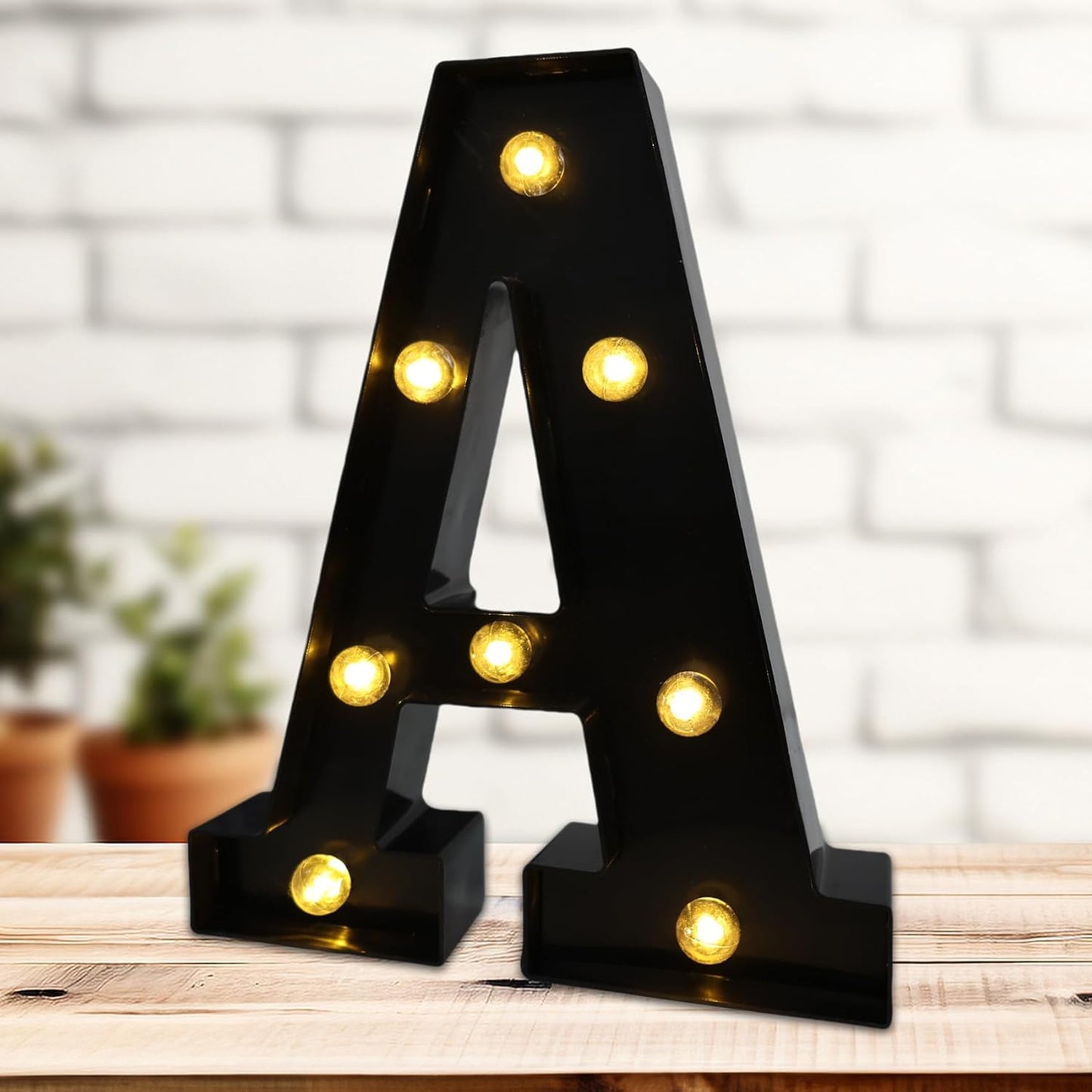Led Marquee Letters, 8.58 Inch Black Light Up Letters, Small Led Letter Lights, Battery Powered Lighted Letterfor Table, Party, Birthday, Christmas Decor (Black, Letter A)