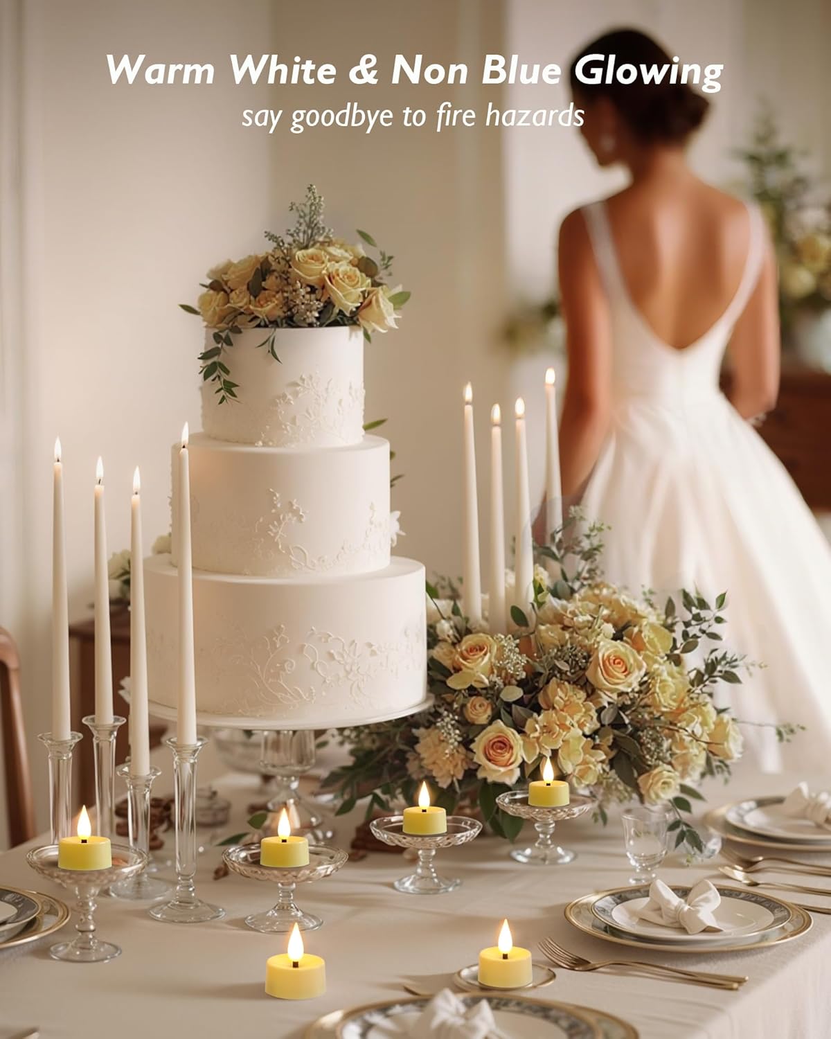 Amagic Flameless Timer Remote Tealights Candles, 3D Black Wick Flickering Tea Lights, 400+Hour Ivory Votive Candles Battery Operated, Set of 12 for Wedding Table Decor, Halloween, Christmas, Holiday